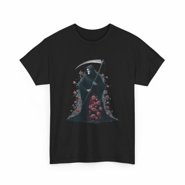 Halloween Roses The Macabre Gift of the Grim Reaper Design Unisex Heavy Cotton Tee - Image 7