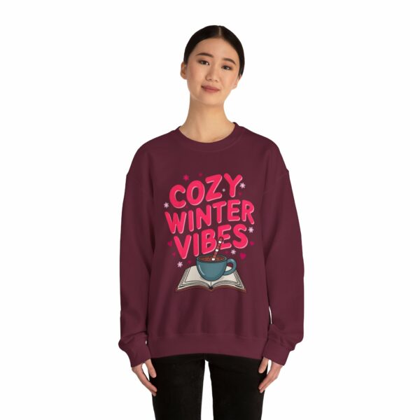 Cozy Winter Vibes with Cocoa and Books Mindful Relax Lovers Design Unisex Heavy Blend™ Crewneck Sweatshirt - Image 4