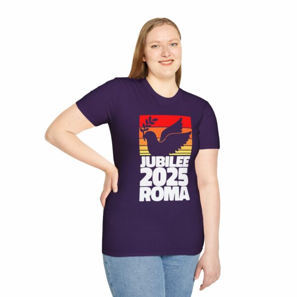 Jubilee 2025 Roma Peace Dove Olive Branch Striped Sunrise Holy Faith Year Unisex Softstyle T-Shirt - Image 5