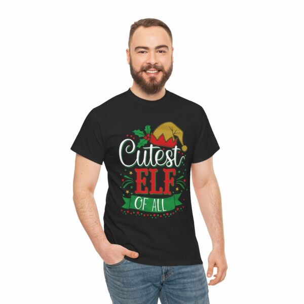 Cutest Elf of All Holiday Design Red & Green Christmas Festive Humor Unisex Heavy Cotton Tee - Image 3