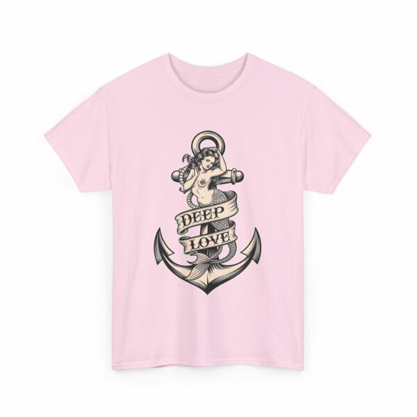 Mermaid and Anchor Deep Love Tattoo Design – Old School Marine Sailor Legends Art Unisex Heavy Cotton Tee - Image 14