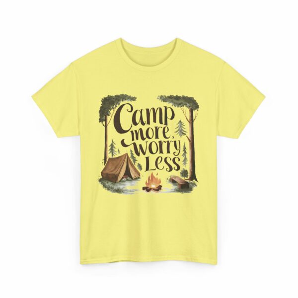 Camp More Worry Less Campfire Tent Outdoors Hiking Lover Design Unisex Heavy Cotton Tee - Image 8