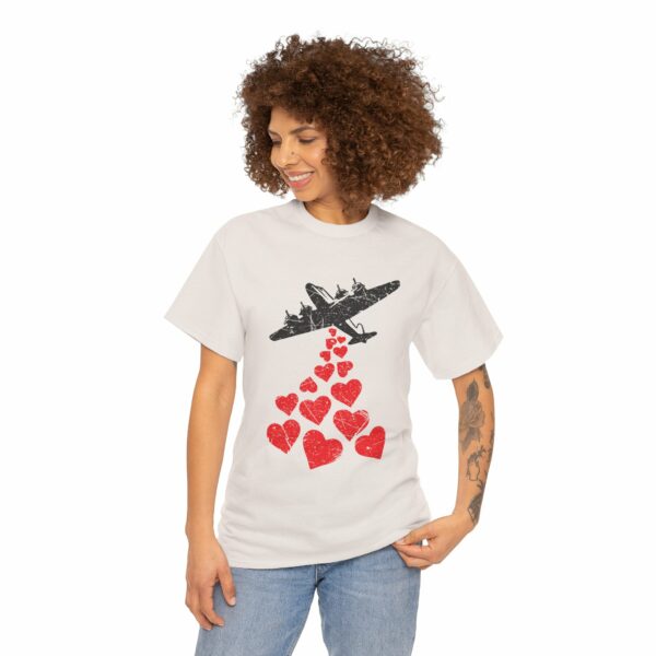 Hearts in Flight: Love Bombs Painting the Sky Unisex Heavy Cotton Tee - Image 9