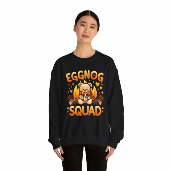 Eggnog Squad Cute Christmas Winter Holiday Bear Cozy Camp Fire Happy Animal Design Unisex Heavy Blend™ Crewneck Sweatshirt - Image 2