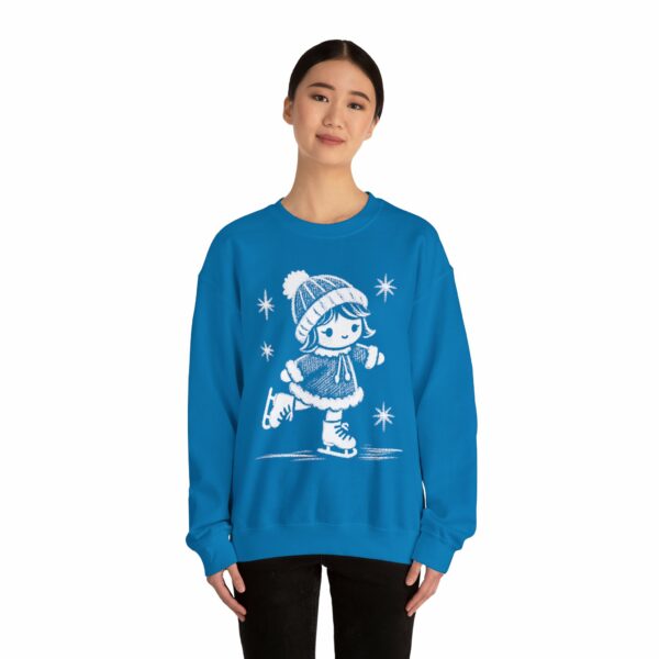 Adorable Crayon Ice Skating Girl Kid-Style Naive Winter Art Unisex Heavy Blend™ Crewneck Sweatshirt - Image 9