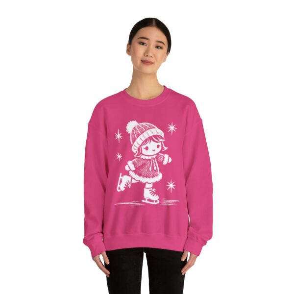 Adorable Crayon Ice Skating Girl Kid-Style Naive Winter Art Unisex Heavy Blend™ Crewneck Sweatshirt - Image 2