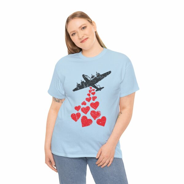 Hearts in Flight: Love Bombs Painting the Sky Unisex Heavy Cotton Tee - Image 5