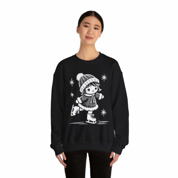 Adorable Crayon Ice Skating Girl Kid-Style Naive Winter Art Unisex Heavy Blend™ Crewneck Sweatshirt - Image 6