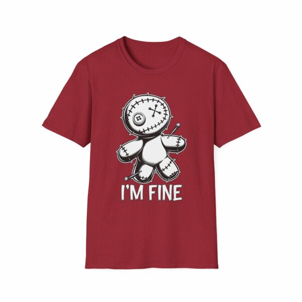 I'm Fine Voodoo Doll - Ragdoll Macabre Humor Gothic Design Unisex Softstyle T-Shirt - Image 7