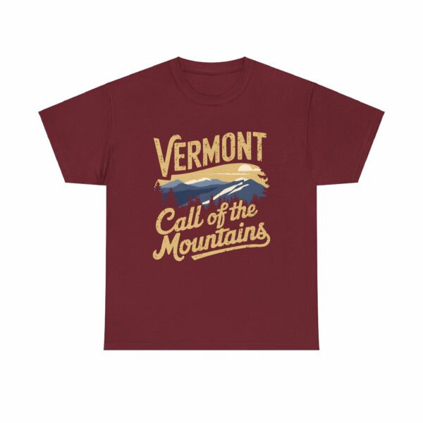 Vermont Call of the Mountains Retro Vintage Distressed Sunset Art Design Unisex Heavy Cotton Tee - Image 6