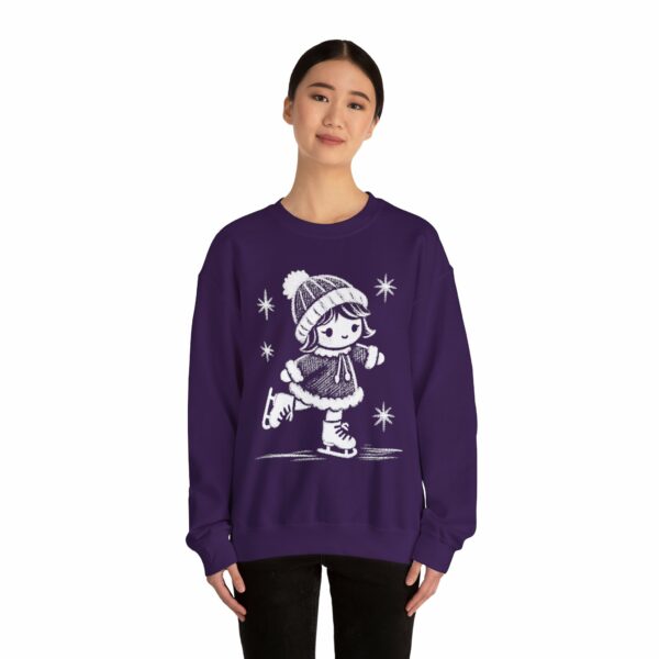 Adorable Crayon Ice Skating Girl Kid-Style Naive Winter Art Unisex Heavy Blend™ Crewneck Sweatshirt - Image 12