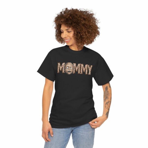 Mummy Mommy Mom Womens Funny Halloween Dia dos Muertos Mardi Gras Horror Party Cute Design Unisex Heavy Cotton Tee - Image 3