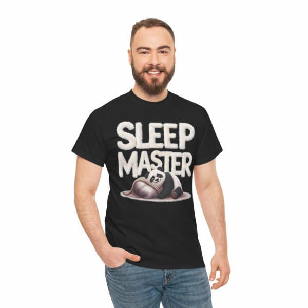 Sleep Master Cozy Panda Design - Cute Sleeping Animal Lover Unisex Heavy Cotton Tee - Image 3