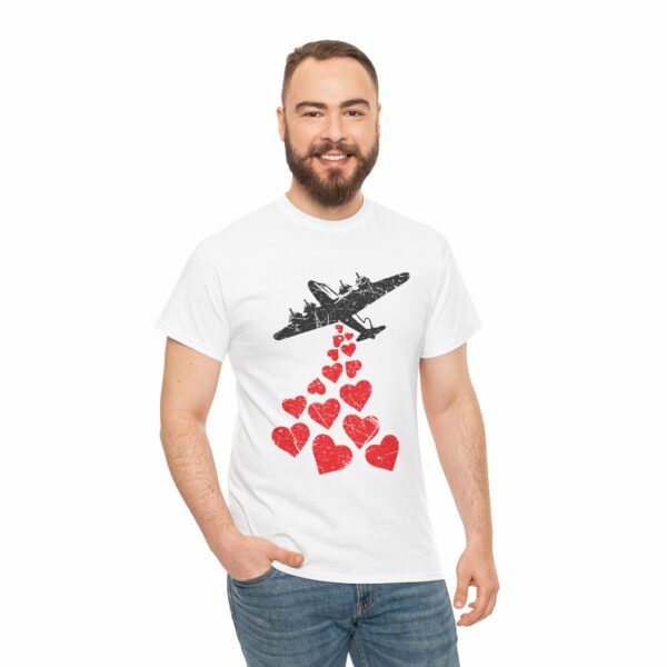 Hearts in Flight: Love Bombs Painting the Sky Unisex Heavy Cotton Tee - Image 20