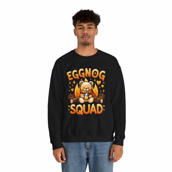 Eggnog Squad Cute Christmas Winter Holiday Bear Cozy Camp Fire Happy Animal Design Unisex Heavy Blend™ Crewneck Sweatshirt - Image 3