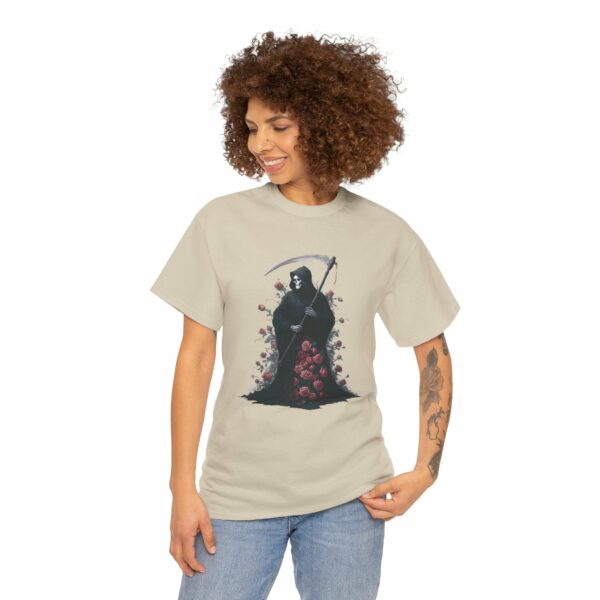 Halloween Roses The Macabre Gift of the Grim Reaper Design Unisex Heavy Cotton Tee - Image 11