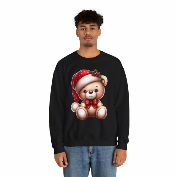 Merry Christmas Cute Teddy Bear in Santa Hat and Papillon Bow Tie Happy Animal Design Unisex Heavy Blend™ Crewneck Sweatshirt - Image 7