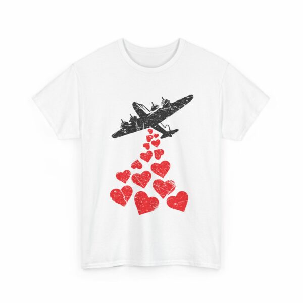 Hearts in Flight: Love Bombs Painting the Sky Unisex Heavy Cotton Tee