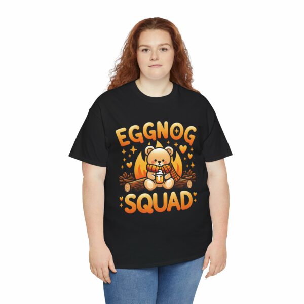 Eggnog Squad Cute Christmas Winter Holiday Bear Cozy Camp Fire Happy Animal Design Unisex Heavy Cotton Tee - Image 5