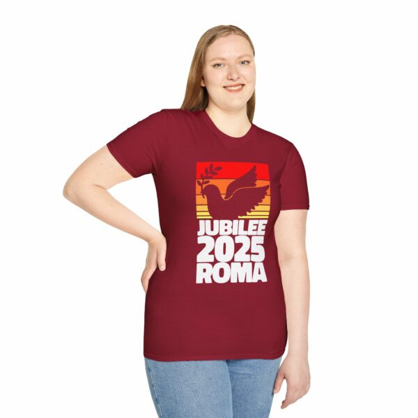 Jubilee 2025 Roma Peace Dove Olive Branch Striped Sunrise Holy Faith Year Unisex Softstyle T-Shirt - Image 8