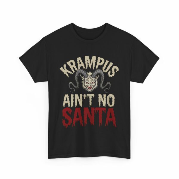 Krampus ain't no Santa Claus - Horror Christmas Halloween Nordic traditional Creepy Letter Art Design Unisex Heavy Cotton Tee - Image 4