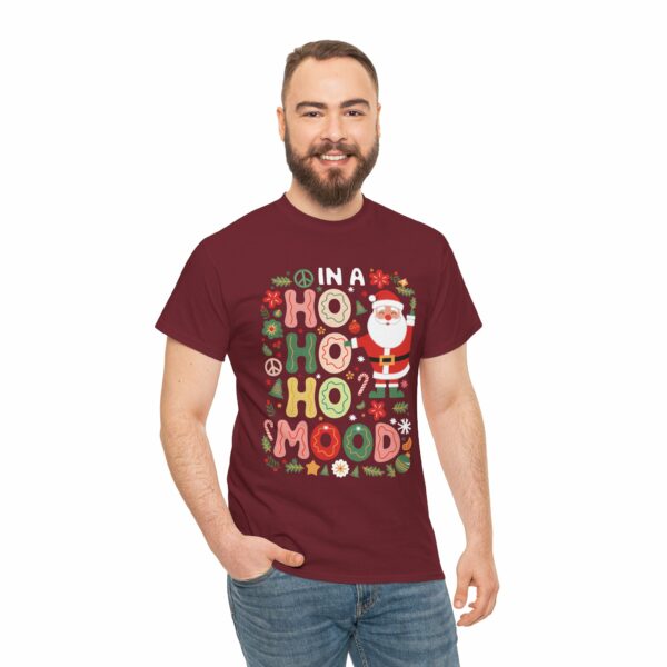 In A Ho Ho Ho Mood Santa Claus Christmas Naive Letter Art Funny Winter Holiday Design Unisex Heavy Cotton Tee - Image 9