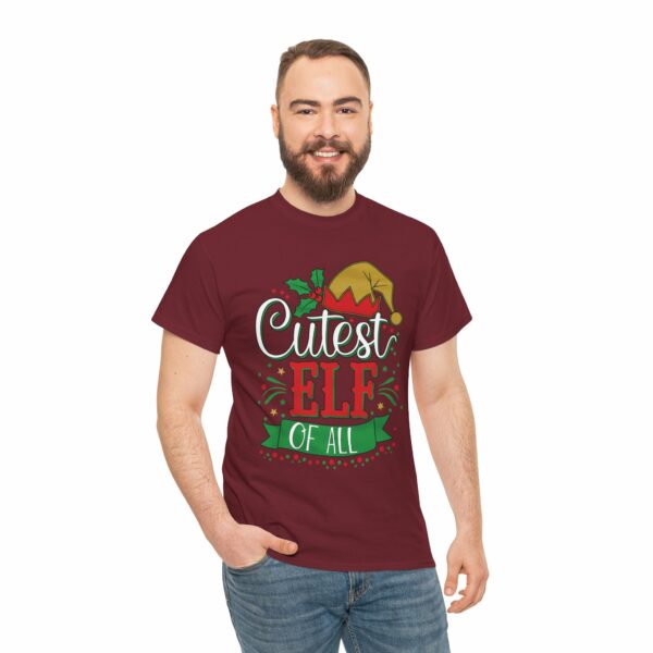 Cutest Elf of All Holiday Design Red & Green Christmas Festive Humor Unisex Heavy Cotton Tee - Image 9