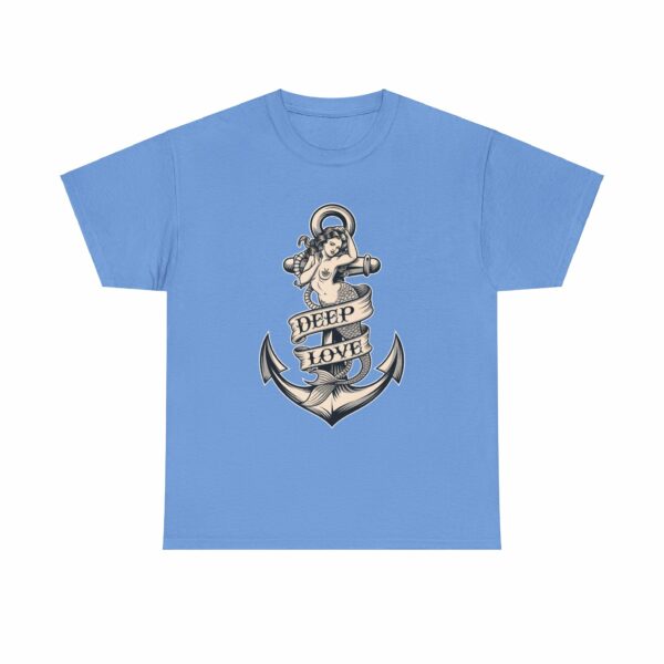 Mermaid and Anchor Deep Love Tattoo Design – Old School Marine Sailor Legends Art Unisex Heavy Cotton Tee - Image 2