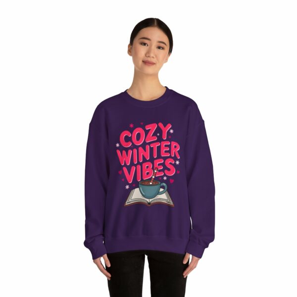 Cozy Winter Vibes with Cocoa and Books Mindful Relax Lovers Design Unisex Heavy Blend™ Crewneck Sweatshirt - Image 26