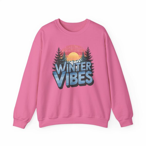 Winter Vibes Snowy Mountain Pine Trees Striped Sunset Nature Art Lovers Design Unisex Heavy Blend™ Crewneck Sweatshirt - Image 25