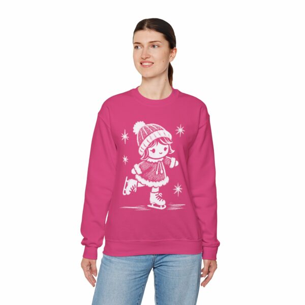 Adorable Crayon Ice Skating Girl Kid-Style Naive Winter Art Unisex Heavy Blend™ Crewneck Sweatshirt - Image 4