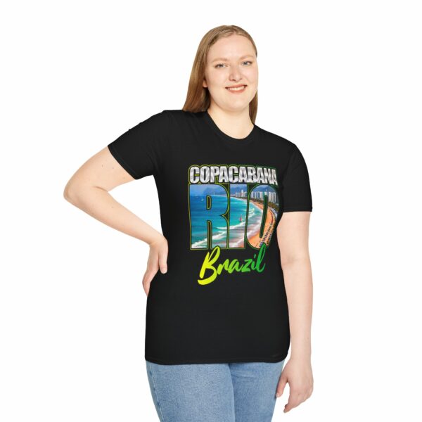 Praia Copacabana Beach Rio de Janeiro Brazil Summer Sea Travel Unisex Softstyle T-Shirt - Image 2