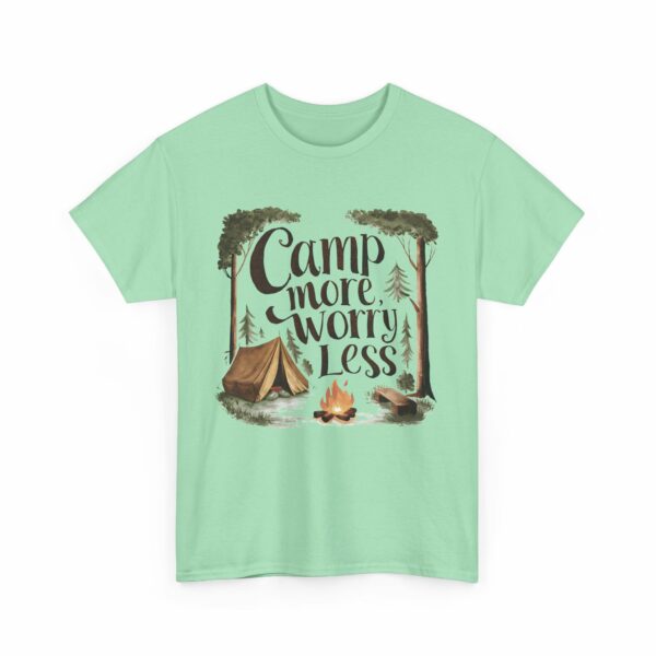 Camp More Worry Less Campfire Tent Outdoors Hiking Lover Design Unisex Heavy Cotton Tee - Image 10