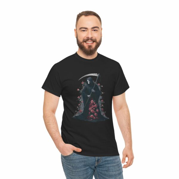 Halloween Roses The Macabre Gift of the Grim Reaper Design Unisex Heavy Cotton Tee - Image 9