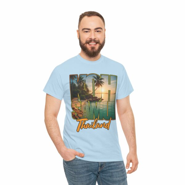 Koh Samui Thailand Summer Beach Palms Seaside Sunset Travel Vacation Design Unisex Heavy Cotton Tee - Image 15