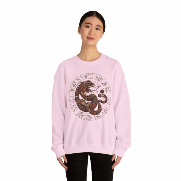 Year of The Snake 2025 Wood Snake Stylized Chinese Traditional Zodiac Astrologic Sign 蛇年 木蛇 Design Unisex Heavy Blend™ Crewneck Sweatshirt - Image 11