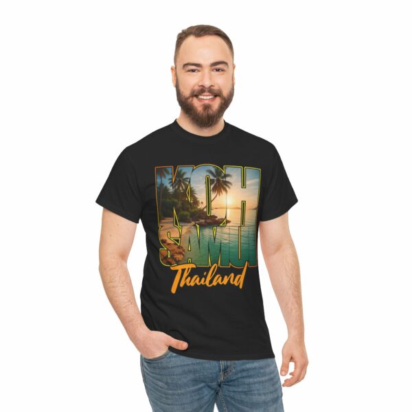 Koh Samui Thailand Summer Beach Palms Seaside Sunset Travel Vacation Design Unisex Heavy Cotton Tee - Image 9