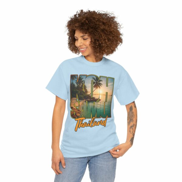 Koh Samui Thailand Summer Beach Palms Seaside Sunset Travel Vacation Design Unisex Heavy Cotton Tee - Image 14