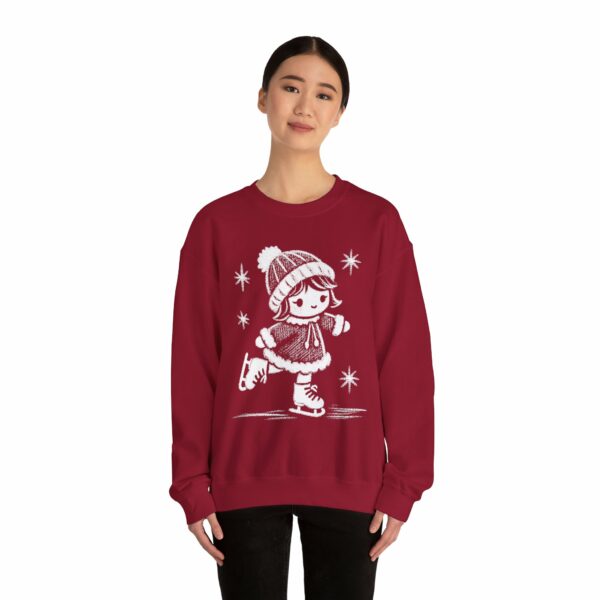 Adorable Crayon Ice Skating Girl Kid-Style Naive Winter Art Unisex Heavy Blend™ Crewneck Sweatshirt - Image 18