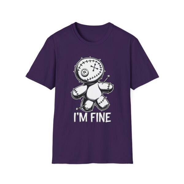 I'm Fine Voodoo Doll - Ragdoll Macabre Humor Gothic Design Unisex Softstyle T-Shirt - Image 4