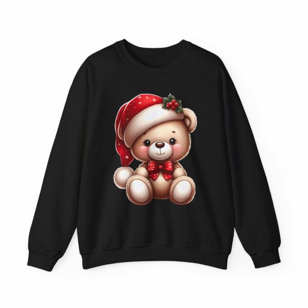 Merry Christmas Cute Teddy Bear in Santa Hat and Papillon Bow Tie Happy Animal Design Unisex Heavy Blend™ Crewneck Sweatshirt - Image 5