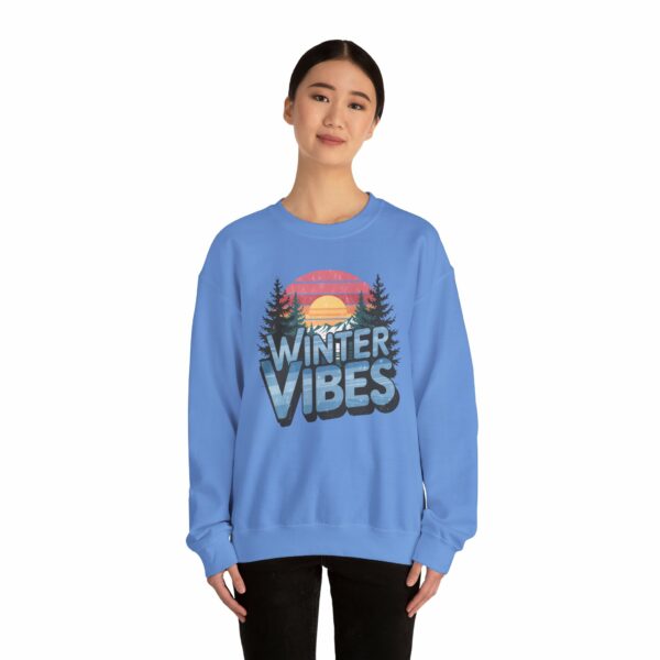 Winter Vibes Snowy Mountain Pine Trees Striped Sunset Nature Art Lovers Design Unisex Heavy Blend™ Crewneck Sweatshirt - Image 17