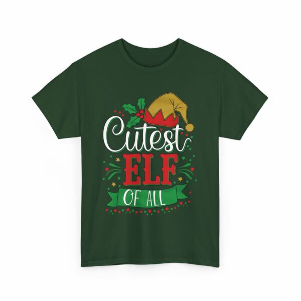 Cutest Elf of All Holiday Design Red & Green Christmas Festive Humor Unisex Heavy Cotton Tee - Image 4