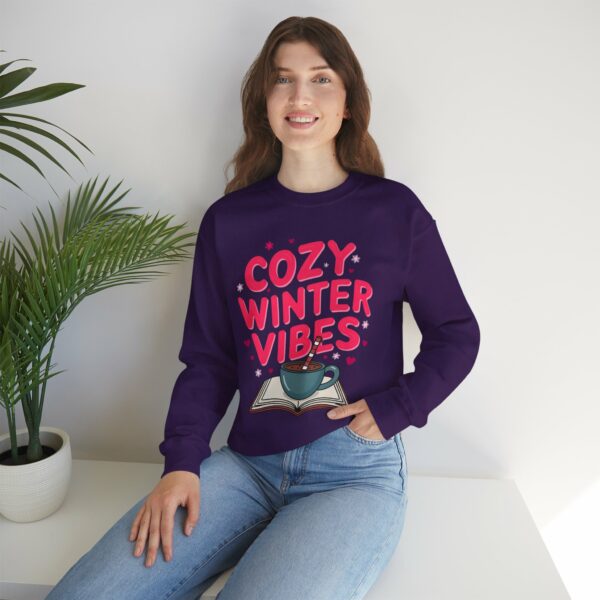 Cozy Winter Vibes with Cocoa and Books Mindful Relax Lovers Design Unisex Heavy Blend™ Crewneck Sweatshirt - Image 33