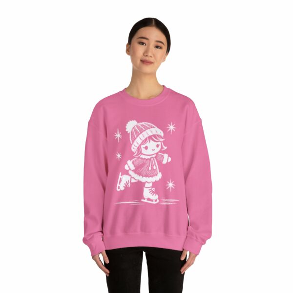 Adorable Crayon Ice Skating Girl Kid-Style Naive Winter Art Unisex Heavy Blend™ Crewneck Sweatshirt - Image 15