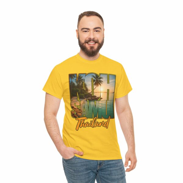 Koh Samui Thailand Summer Beach Palms Seaside Sunset Travel Vacation Design Unisex Heavy Cotton Tee - Image 3