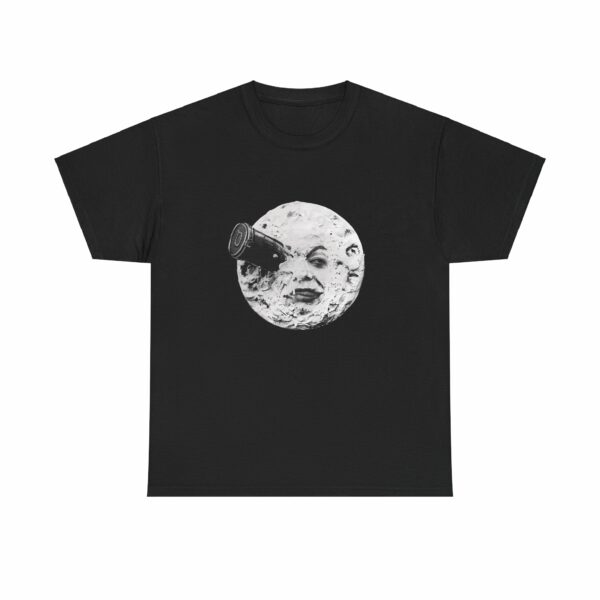 Jules Verne A Trip to the Moon Retro Sci-Fi Classic, Rocket in the Eye Vintage Design Unisex Heavy Cotton Tee - Image 2