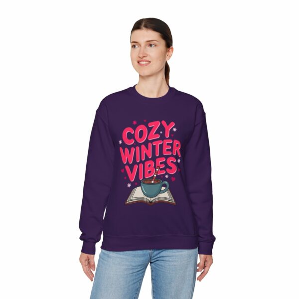 Cozy Winter Vibes with Cocoa and Books Mindful Relax Lovers Design Unisex Heavy Blend™ Crewneck Sweatshirt - Image 30