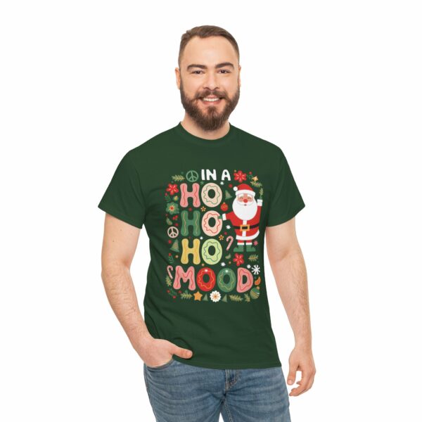 In A Ho Ho Ho Mood Santa Claus Christmas Naive Letter Art Funny Winter Holiday Design Unisex Heavy Cotton Tee - Image 6