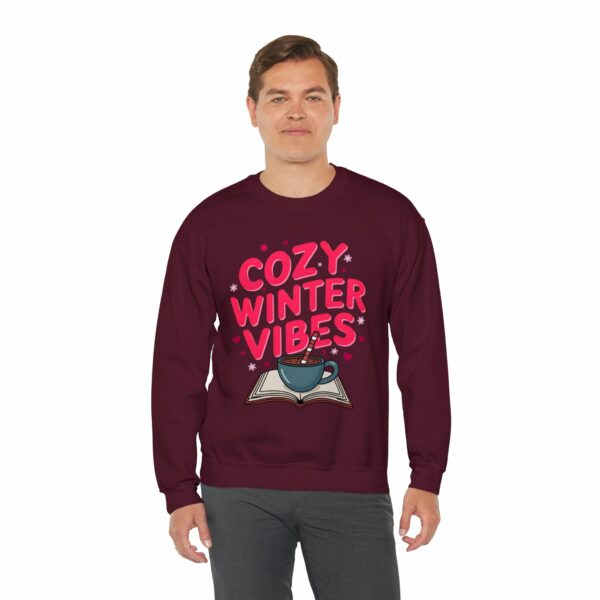 Cozy Winter Vibes with Cocoa and Books Mindful Relax Lovers Design Unisex Heavy Blend™ Crewneck Sweatshirt - Image 6